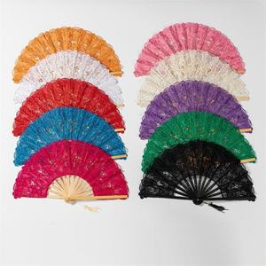 Abanico Plegable de Bambú de 23 CM con Bordado de Encaje, Estilo Europeo Vintage, para Accesorios de Danza o Actuaciones en Fiestas - Product Image 3