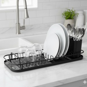 Draining Rack Carbon Steel And Plastic Adjustable Multifunction <b>Kitchen</b> Dish And Bowl <b>Storage</b> Oval Minimalist Design - Product Image 4