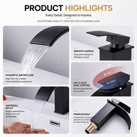 Robinet de salle de bain de luxe personnalisé avec logo, à poignée unique, mitigeur eau chaude et froide pour lavabo encastré