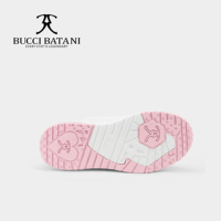Chaussures décontractées respirantes à lacets pour hommes BUCCI BATANI, rose brillant, en cuir Scabal, tige en tissu, logo embossé, semelle en caoutchouc XL