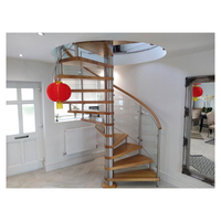 Escalier en colimaçon personnalisé moderne pour intérieur, escalier rotatif en acier au carbone avec rampe en verre pour villa et maison