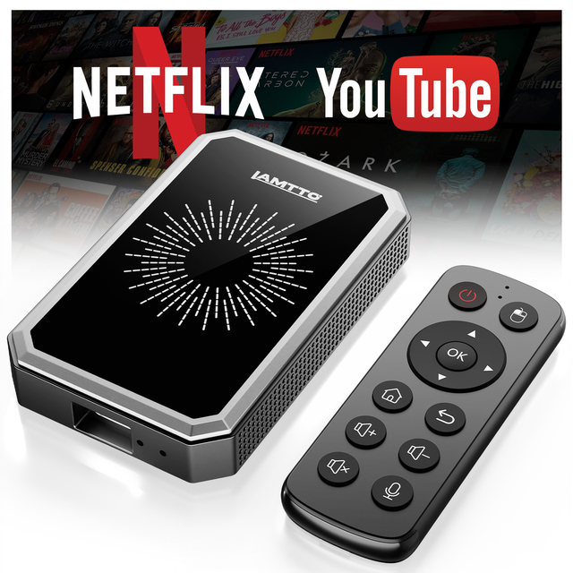 LAMTTO 4-in-1 AI Box Wireless CarPlay and Android Auto Adapter for Streaming Netflix/YouTube/TikTok,Split-Screen,4K HD Output