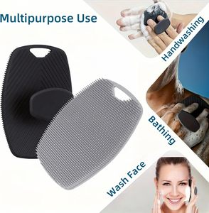 Brosse exfoliante ovale en silicone de qualité supérieure pour le corps, le dos, le visage et le cuir chevelu, noire, pour la douche - Product Image 3