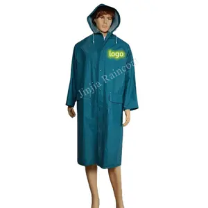 custom heavy duty yellow blue green waterproof raincoat outdoor workwear PVC polyester rain coat for men