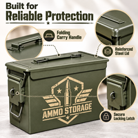 Boîte à munitions en métal robuste avec poignée, empilable, personnalisable avec logo latéral, multifonctionnelle, portable pour la chasse