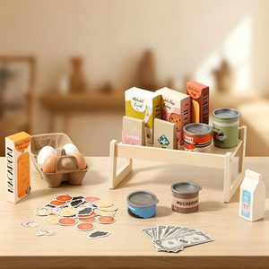 <span class=keywords><strong>Jouet</strong></span> de supermarché miniature éco-responsable Montessori pour enfants, jeu de simulation, jouets d'épicerie, ensemble de magasin d'alimentation en bois - Product Image 5