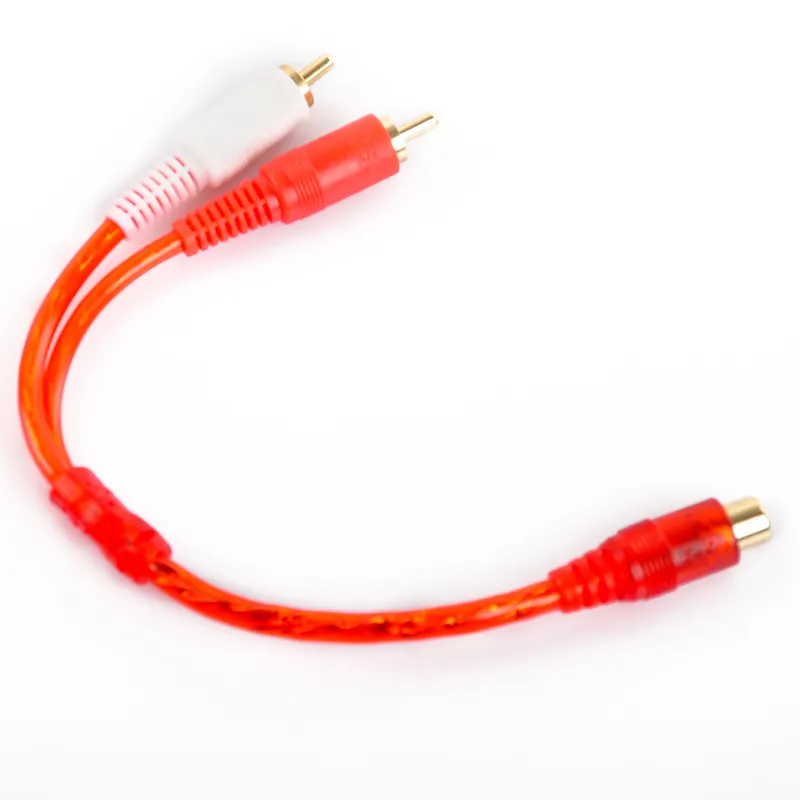 Factory Price RCA Audio Splitter Cable 1RCA Female to 2 RCA Male Extension Cord for Car, Mixer Amplifier PA system