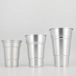 Custom Logo Color Party Aluminum Beer Mug Drinking Cup Metal Tumbler Disposable Aluminum Cup 32oz Recyclable Cup