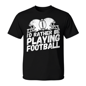 Camiseta para fiesta de aficionados al fútbol, diseño con la frase 'Prefiero estar jugando al fútbol', ropa negra para hombre - Product Image 2