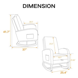 Sillón Individual de Terciopelo Blanco con Reposapiés, Sofá Reclinable Acolchado para Sala de Estar o Apartamento, de una Sola Pieza - Product Image 6
