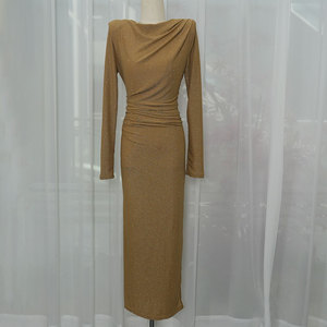 Nuevo vestido de noche largo ajustado de color puro con diseño elegante y de alta calidad - Product Image 5