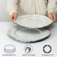 Assiettes de chargeur en plastique à bord rond à volants avec bordure dorée pour dîner, décoration de Table de mariage