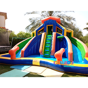 Casa de rebote de PVC, parque de toboganes, Castillo de salto, casa de rebote con tres toboganes y parque acuático para piscina - Product Image 2