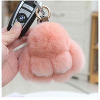 En gros, Mini porte-clés de voiture et pendentif en peluche de fourrure douce de lapin Rex, motif dessin animé tendance, pour décoration de sac à dos