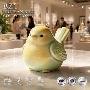 Figurine d'<span class=keywords><strong>oiseau</strong></span> en résine personnalisée BZY, statue d'animal émaillée faite à la main, décoration artistique moderne pour la maison et le bureau, vente en gros B2B, usine OEM - Product Image 1