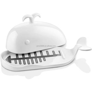 Beurrier en porcelaine OEM avec couvercle Beurrier avec couvercle <span class=keywords><strong>Grand</strong></span> beurrier mignon Conteneur en forme <span class=keywords><strong>de</strong></span> baleine - Product Image 1