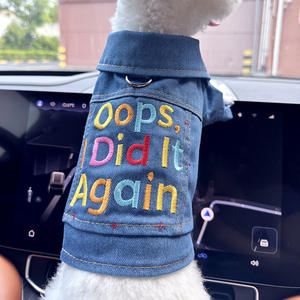 Veste en jean classique d'hiver pour animaux de compagnie, vêtements pour chats et chiens, en denim polyester, veste élégante pour chien - Product Image 6