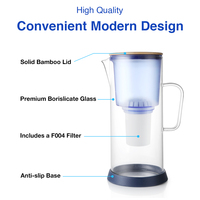 Pichet à eau en verre Carafe à eau potable Purificateur Pichet à eau en verre alcalin Enlever le chlore