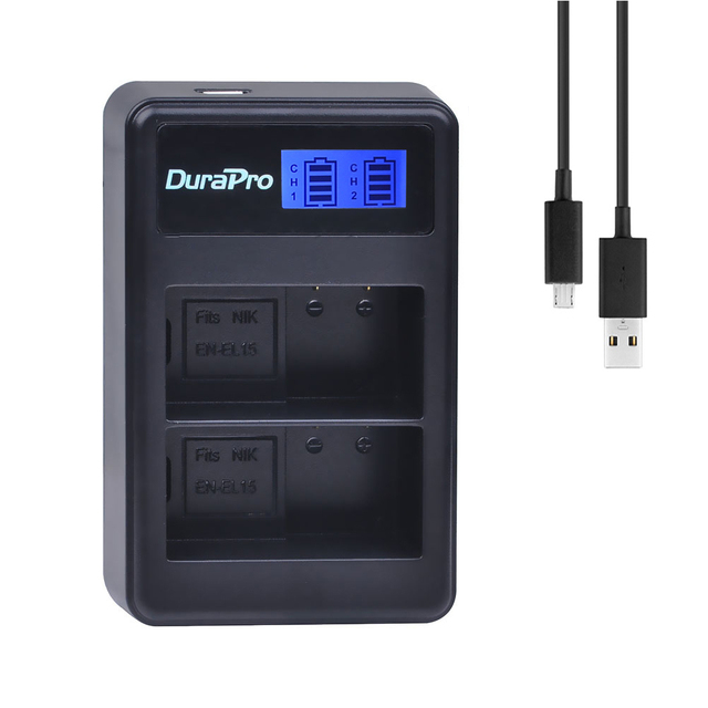 EN-EL15 EL15 EL15C LCD USB 2 Ports Charger for Nikon D500 D600 D610 D750 D7000 D7100 D7200 D800 D800E D810 Camera