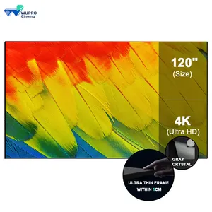 2023 Newest Wupro/OEM 120inch Projector Screen PVC Gray Crystal 4k 3D Enhanced Gain UHD Fixed Frame Projector Screen