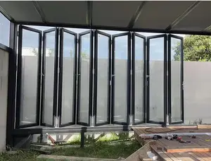 High Quality Patio Soundproof Bifold Doors Tempered Glass Aluminum Folding Doors