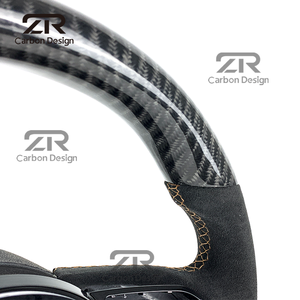 Accessoires de voiture pour Audi A4 A5 A6 A7 A8 A3 RS3 RS4 S3 S4 S5 <span class=keywords><strong>RS6</strong></span> RS7 TT TTRS <span class=keywords><strong>Volant</strong></span> sport en cuir fibre de carbone 2020 <span class=keywords><strong>2021</strong></span> - Product Image 2