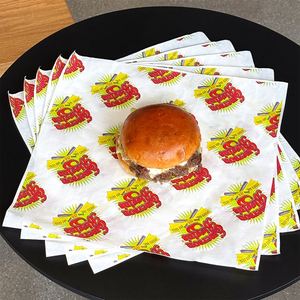 Custom Printed Biodegradable Eco-Friendly Disposable Wax <b>Paper</b> Sheets Food Grade Sandwich Burger Wrapping <b>Paper</b> Packaging - Product Image 3