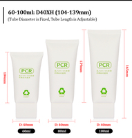 Tube souple personnalisé D40 60ml-100ml blanc écologique en PCR pour emballage de lotion pour les mains et nettoyant visage avec bouchon à clapet