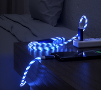 Câble de charge USB 3-en-1 lumineux de haute qualité 1,2 m avec LED, blindage tressé et gaine en PVC pour ordinateur et appareil photo