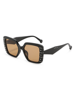 Twooo T1541 Lunettes de soleil mode luxueuses à grande monture incrustées de diamants carrés personnalisés