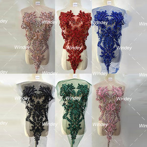 Đầy Màu Sắc May Đính Cườm Pha Lê Tôn Tạo Vá Màu Xanh Lá Cây Vạt Áo Rhinestone Appliques Lưới Vải Cho Váy Cưới - Product Image 5