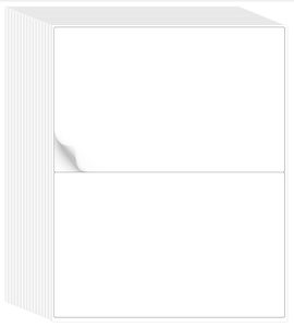 Etiquetas de Dirección Blancas Mate de 8.5x11 Pulgadas, 2 Etiquetas por Hoja, para Impresoras Láser e Inyección de Tinta, Libres de BPA, Fáciles de Despegar - Product Image 1