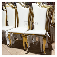 Chaise de banquet d'hôtel moderne et élégante, chaise de salle à manger en acier inoxydable avec dossier, chaise de mariage à assise souple, chaises d'événement en acier inoxydable doré