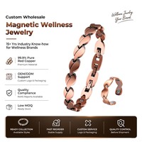Gelang Magnet Tembaga Merah Murni 99,9% Bentuk Daun, Cincin yang Dapat Disesuaikan untuk Wanita Pria Grosir OEM