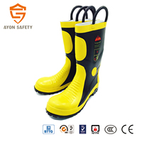 Bottes de pompier de haute qualité fabriquées par CE, bottes de travail résistantes au feu en jaune sécurité, accessoires d'équipement de lutte contre l'incendie