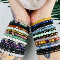 Bracelet en perles de pierres précieuses naturelles, bracelet extensible réglable en cristal de guérison, bracelet en cristal de yoga rond de 8 mm pour hommes et femmes
