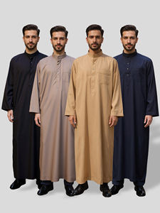 ثوب عربي إسلامي غير رسمي قابل للتنفس من البوليستر بأكمام طويلة للرجال قطر الكويت تصميم عربي إسلامي - Product Image 2