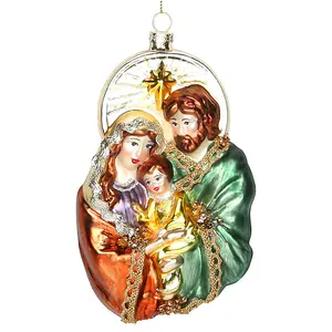 24x16x9.5cm ornamenti per l'albero di natale Madonna in vetro e bambino arte cattolica beata vergine maria con Baby Jesus Santa Decor