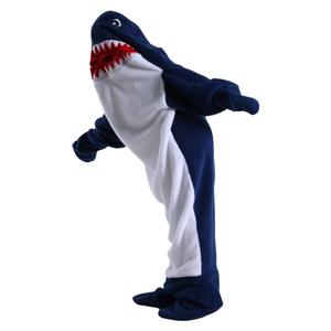 Piyama flanel hiu kartun, jubah tebal hangat satu potong pakaian tidur untuk pria wanita hadiah bisnis promosi hewan lucu - Product Image 2