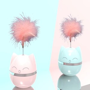 Hot Selling High Quality Funny Cat Face Tumbler With Feather Cat Teaser Interactive Movement <b>Pet</b> <b>Toys</b> Relieve Boredom Cat <b>Toys</b> - Product Image 5
