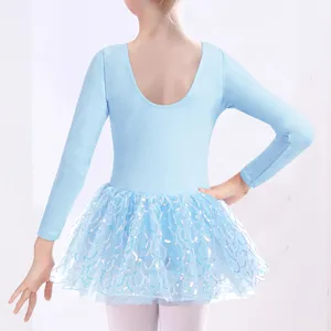 Mädchen funkelnde Pailletten Tutu Ballett Trikot Langarm Tanz kleid für Kleinkind/kleines Mädchen/großes Mädchen