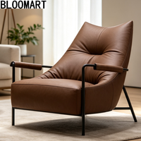 Fauteuil d'appoint en cuir véritable de haute qualité avec structure en acier au carbone et finition cuivre antique, idéal pour la maison ou l'hôtel, chaise longue individuelle