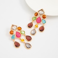 Boucles d'oreilles pendantes bohèmes en verre coloré pour femme, style vintage, pour soirée, accessoires, ornements d'oreille, cadeau