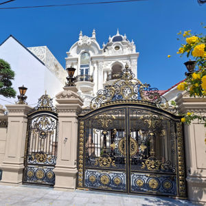 Puerta de Hierro de Estilo Francés con Recubrimiento en Polvo, con Soporte de Diseño en Línea, en Negro, Cobre, Bronce y Peltre - Product Image 5