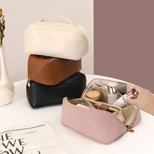 Personalized Travel Makeup Bag, Customized Large Capacity Cosmetic Bag, PU Leather Toiletry Bag for Women, Bridesmaid <b>Gifts</b> - Product Image 5