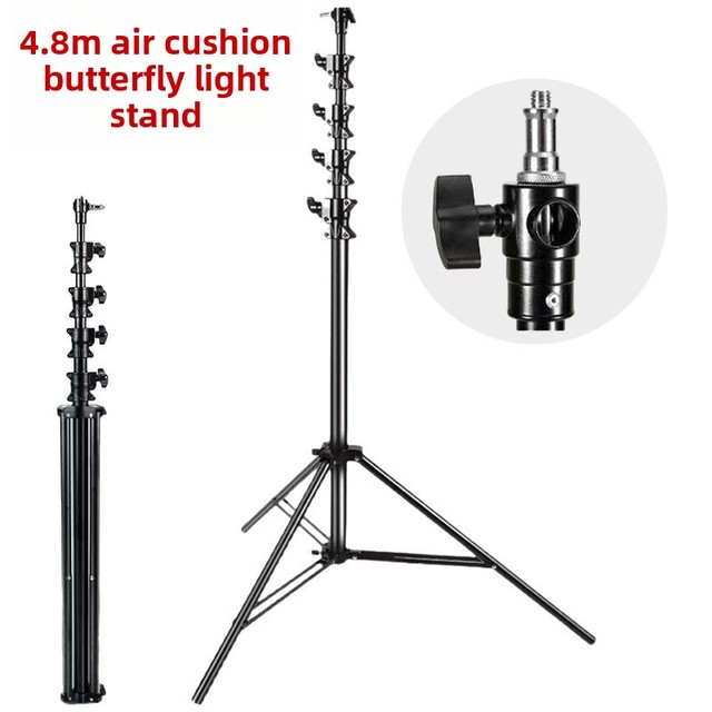 4.8M Metal Photography Butterfly Air Cushion Light Stand with Large Diameter Tube, Central Axis Support, Studio Live Broadcast F