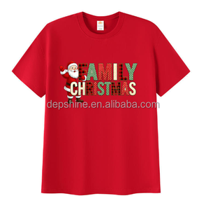Heavyweight 210g Christmas <strong>T</strong>-<strong>Shirt</strong> Breathable Soft Pure Cotton Santa Claus Print Holiday Party Low MOQ Custom Cotton <strong>Xmas</strong> Tee - Product Image 3