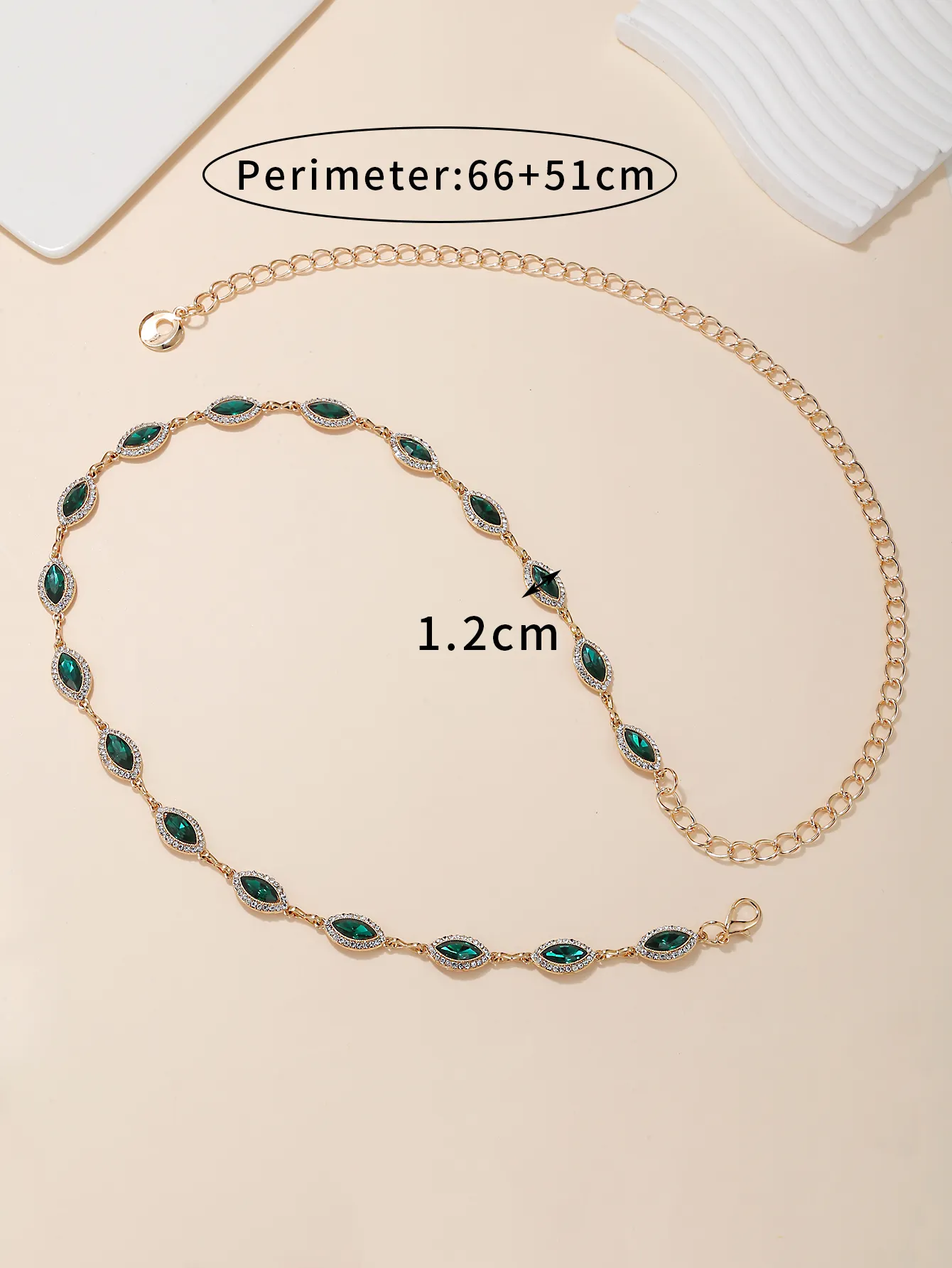Trending hot products Diamond Chain Belts Women Lady Dress Jewelry Emerald Green Rhinestone Belly Chains