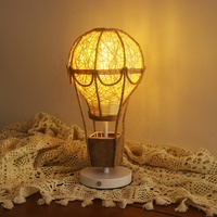 Lampe de table ronde en corde de jute Lampe de nuit en rotin Lampe de bureau en métal Led Décoration Lumière chaude pour les enfants