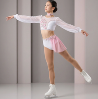 Robe de danse lyrique pour filles et femmes, robe de danse de compétition de luxe avec strass, blanche et rose, personnalisable